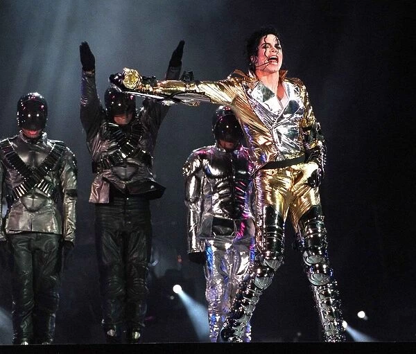 US pop megastar Michael Jackson sings during a concert at Letna Plain in the center of