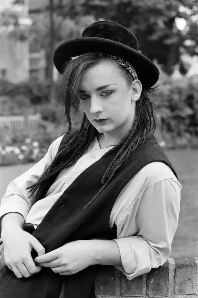 Pop star Boy George of Culture Club group. Pictured after the group moved into 15th spot