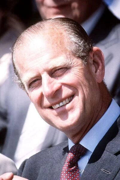Portrait of Prince Philip, Duke of Edinburgh, smiling. December 1982