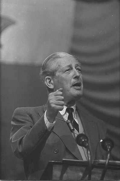 The Prime Minister Harold Macmillan stirs up the party faithful at the 1962 Conservative