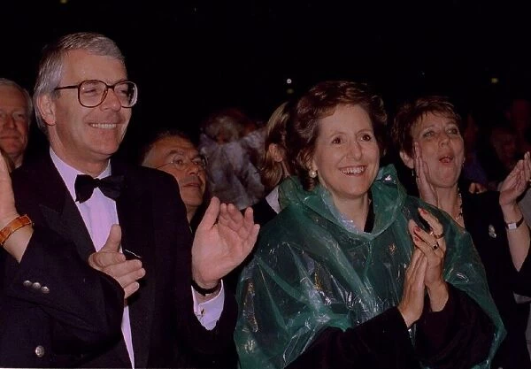 Prime Minister John Major, and his wife Norma, applaud during a concert at Wembley