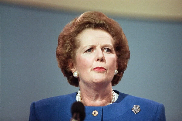 Prime Minister Margaret Thatcher speaking at the Conservative Party Conference, Brighton
