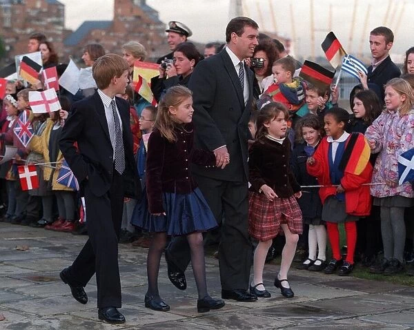 PRINCE ANDREW WITH HIS DAUGHTERS & PRINCE HARRY AT GREENWICH FOR SPECIAL LUNCH TO