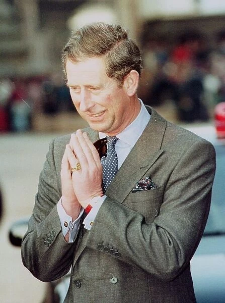 Prince Charles arrives in Kathmandu during his visit to Nepal in February 1998
