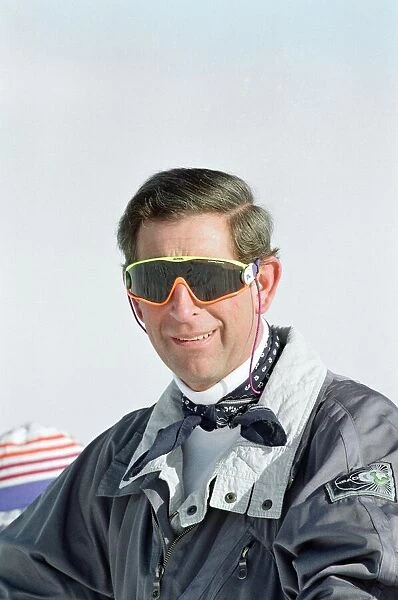 Prince Charles pictured during a skiing holiday in Klosters with his sons, Switzerland
