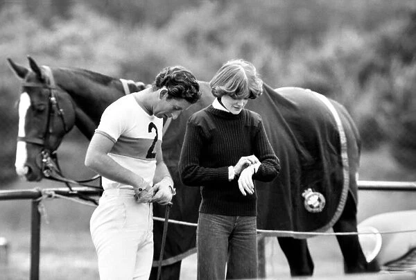 Prince Charles. Polo at Windsor with girlfriend Lady Sarah Spencer
