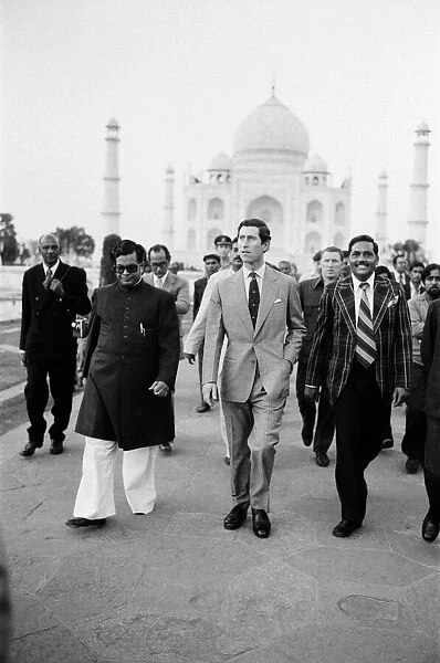 Prince Charles, the Prince of Wales, visiting the Taj Mahal during his visit to India