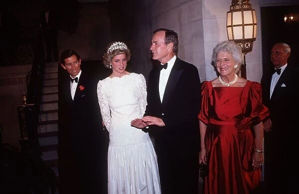 Prince Charles and Princess Diana at a British Embassy Dinner in Washington with Vice