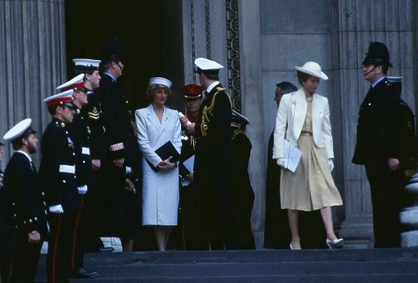 Prince Charles and Princess Diana at the South Atlantic Campaign Memorial service held at