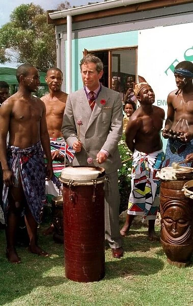 Prince Charles in South Africa Playing the drums in Cape Town, November 1997