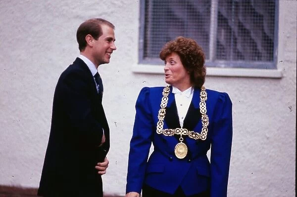 Prince Edward in Glasgow Provost Susan Baird December 1989