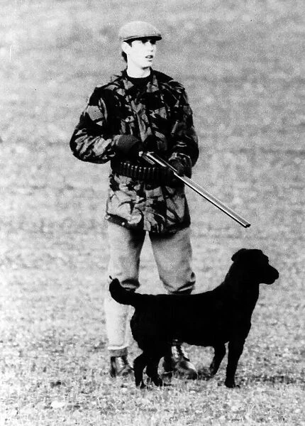 Prince Edward with gun and dog January 1987