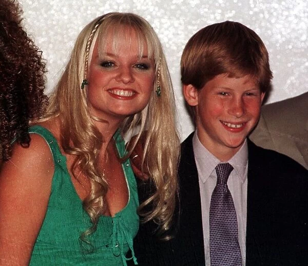 Prince Harry meets Emma Bunton of the Spice girls at his first public engagement in