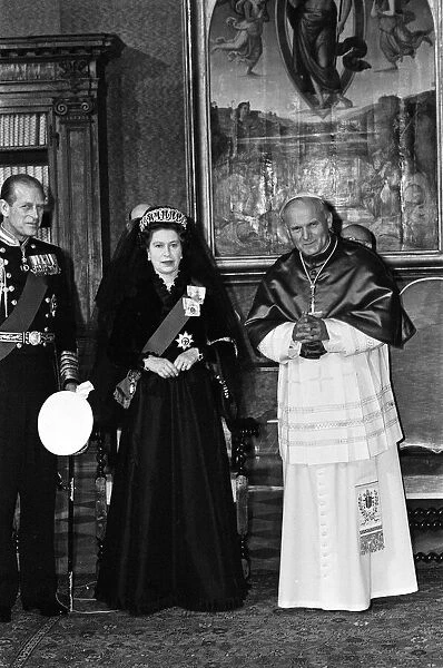 Prince Philip, Duke of Edinburgh and Queen Elizabeth II visit Pope John Paul II at