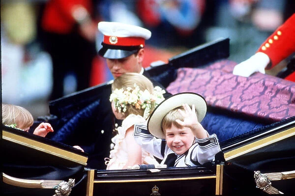 Prince William and Prince Edward on the way to Westminster Abbey for the wedding of