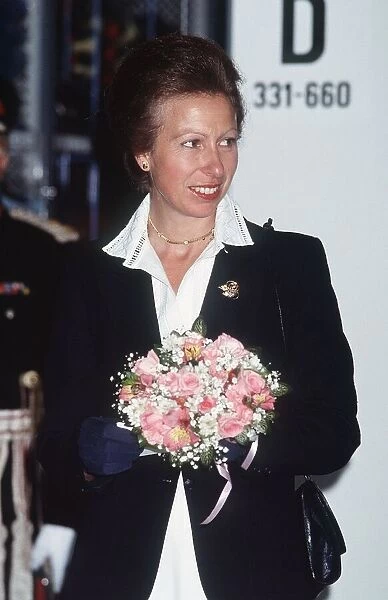 Princess Anne with posy of flowers in Dumfries June 1988