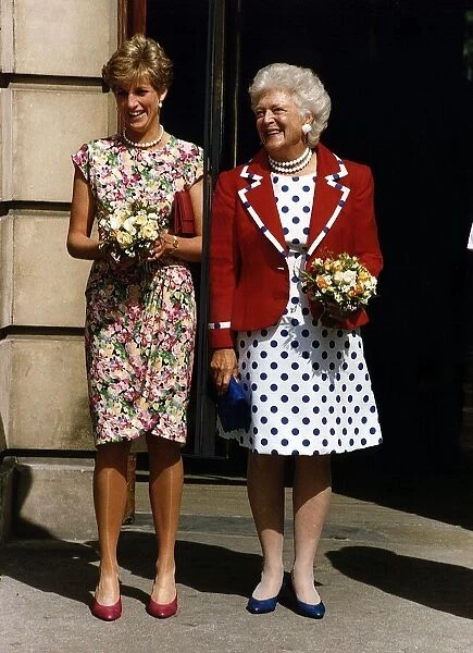 Princess Diana and Barbara Bush, wife of American President George Bush