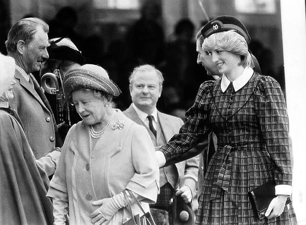 Princess Diana helps the Queen Mother at the annual Braemar Highland Games near
