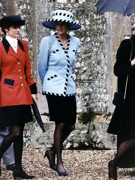 Princess Diana at Highclare Parish church, Hampshire, where she is attending the wedding