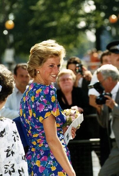 Princess Diana pictured on her visit to the Golden Years Club in Battersea, London