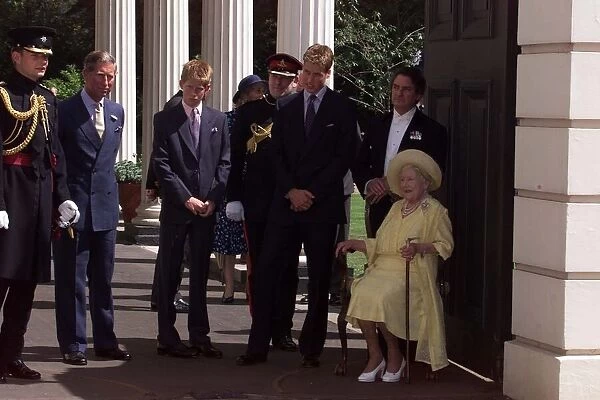 Queen Mother celebrates with family August 1999 of Prince William Charles