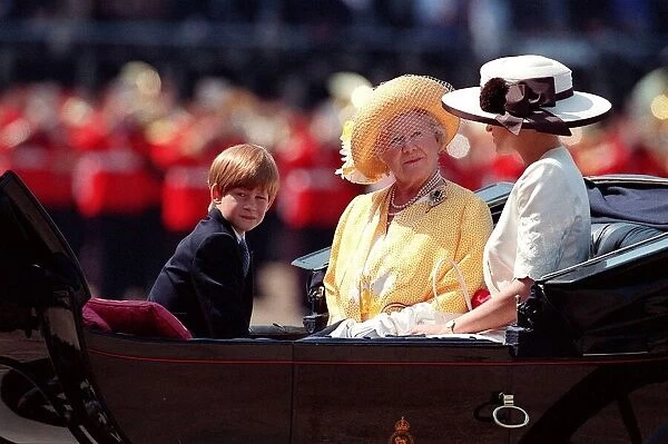 Queen Mother with Princess Diana at Trooping the Colour ceremony in London