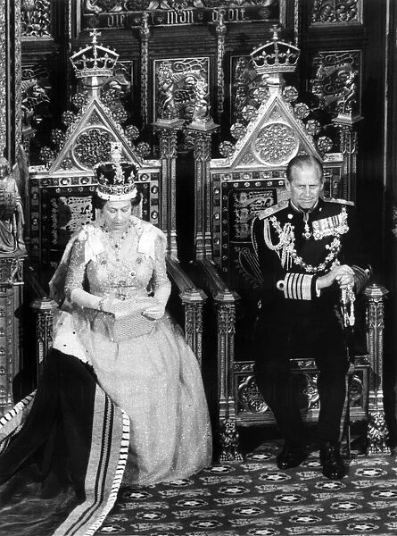 The Queen opens the new session of parliament. The Queen and Prince Philip at Westminster