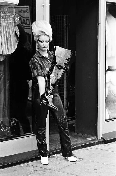Queen of Punk Rockers, Pamela Rooke aka Jordan at 'Sex'shop on the Kings Road