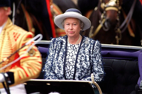 The Queen watching the Trooping of the Colour. 13th June 1998