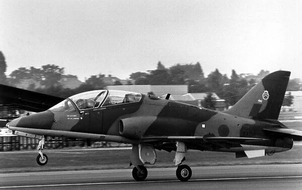 A RAF Hawker Siddley Hawk trainer  /  ground attack aircraft at the 1978 Farnborough