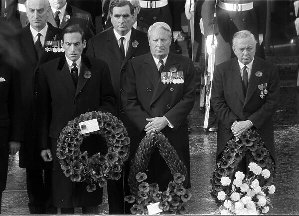 Rememberance Sunday November 1969 Political leaders gather at Whitehall l-r Jeremy