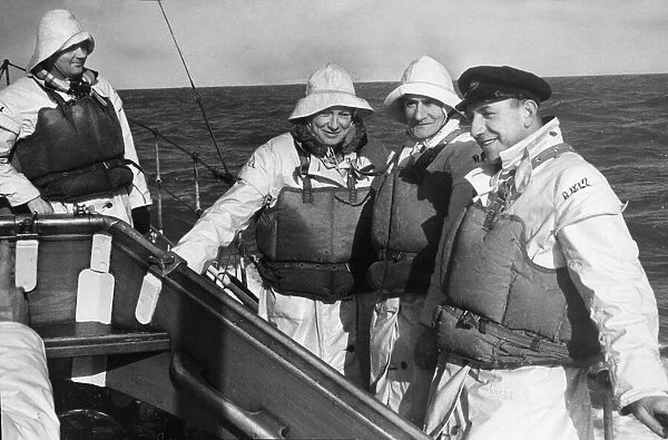 RNLI Lifeboatmen at sea. 14th February 1954