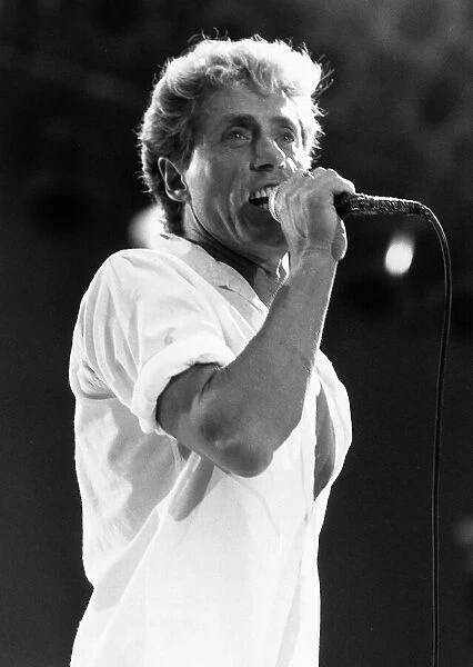 Roger Daltrey singer of The Who at Live Aid Concert 1985 Wembley Stadium