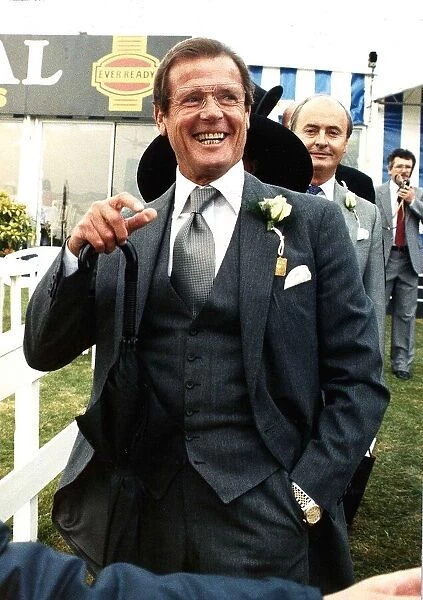 Roger Moore Actor At The Epsom Derby Horseracing July 1989