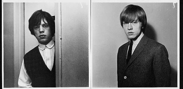 Rolling Stones: Mick Jagger & Brian Jones pose for portraits. Circa January 1964