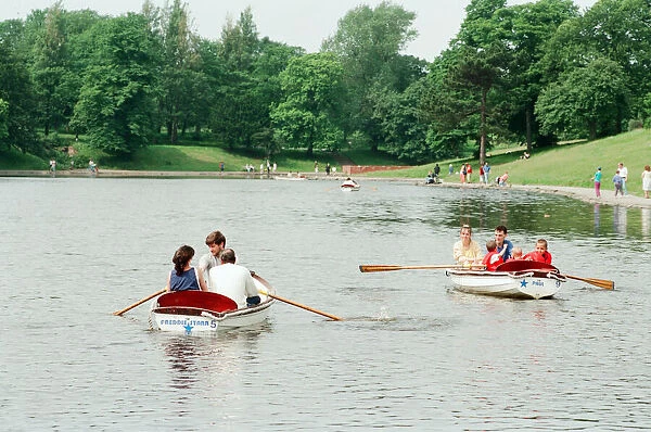 Rowing Boats for Hire return to Sefton Park, Liverpool, 13th June 1993