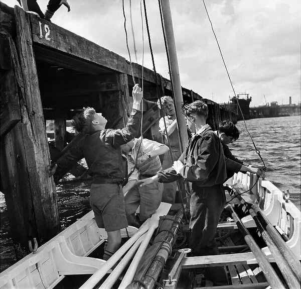 Sailing lesson for boys of Amble County Modern School. June 1952 C3261