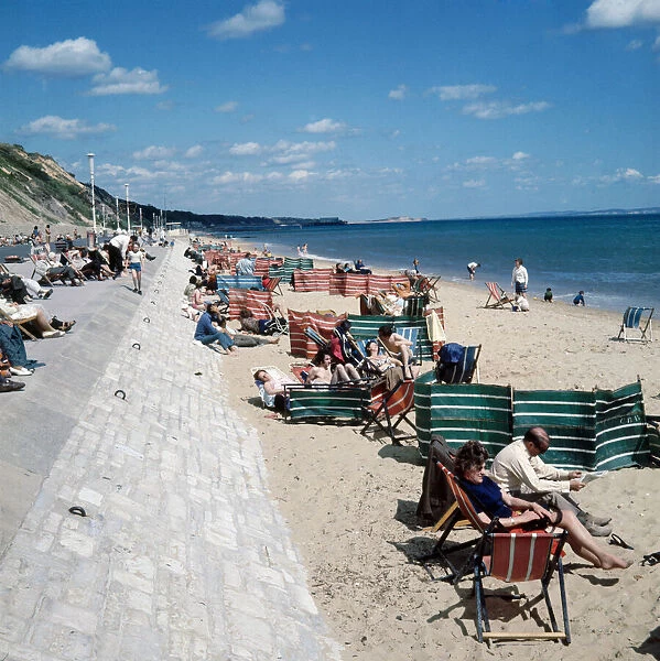 The sea front and beach at Bournemouth 1st June 1971 Local Caption watscan