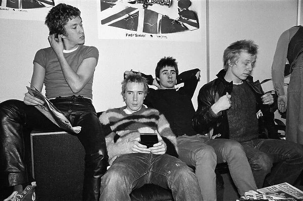 The Sex Pistols at their press conference, in response to growing criticism over their