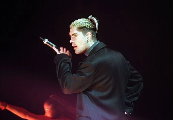 Shane Lynch of pop group Boyzone December 1999 singer singing performing at the SSEC in