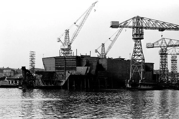 A ships hull being built by Swan Hunter in Wallsend. 27  /  09  /  70