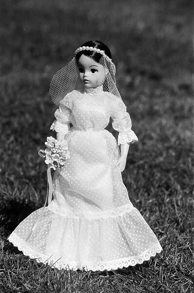 A Sindy doll in a bride dress. 25th March 1982