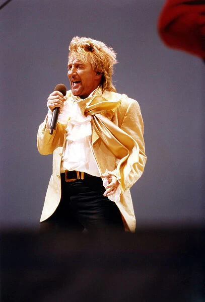 Singer Rod Stewart performs in concert at Gateshead International Stadium, Tyne and Wear