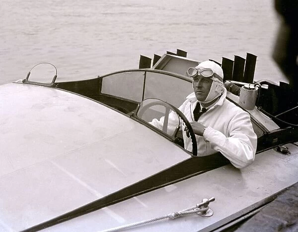 Sir Henry Segrave circa 1927 in his motor boat Miss England (On 29 March 1927