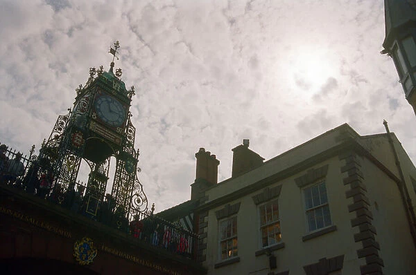 The solar eclipse in Chester, pictured at the Eastgate and Eastgate Clock