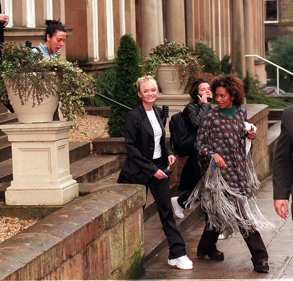 Spice Girls Mel C Emma Bunton and Mel B leaving One Devonshire Gardens April 1998