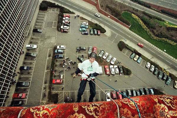 Sponsored abseil from the top of Hospitality Inn, Middlesbrough, 14th April 1996