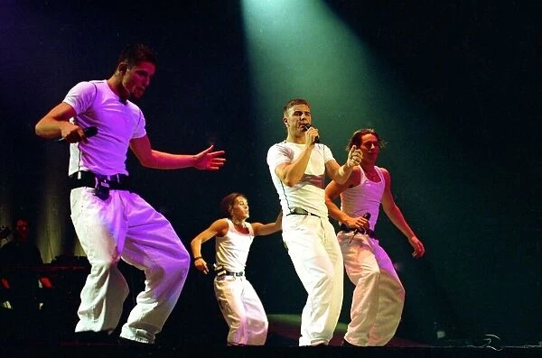 Take That on stage at their concert in Manchester July 1993