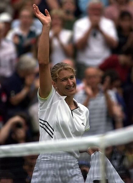 Steffi Graf Wimbledon Tennis Championships 1999 she celebrates her victory over Mariaan