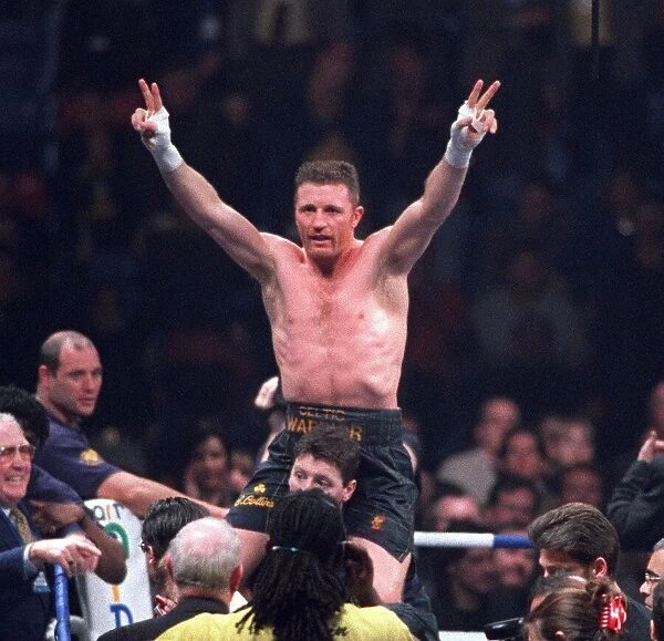 Steve Collins Boxer after retaining his WBO Super Middleweight title at the London Arena